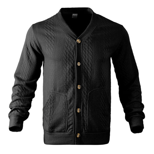 Herren Strickjacke mit strukturierter Oberfläche und praktischen Taschen Heidi-Mode