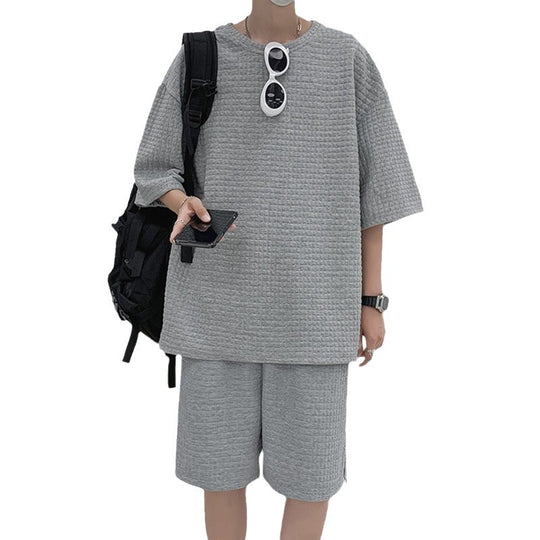 Herren Freizeitsport Set aus locker sitzendem Oberteil mit atmungsaktiven Shorts Heidi-Mode