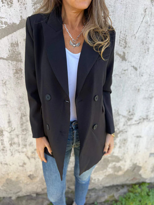 Damen Eleganter Double-Breasted Blazer mit zeitlosem Schnitt und leichten Schulterpolstern Heidi-Mode