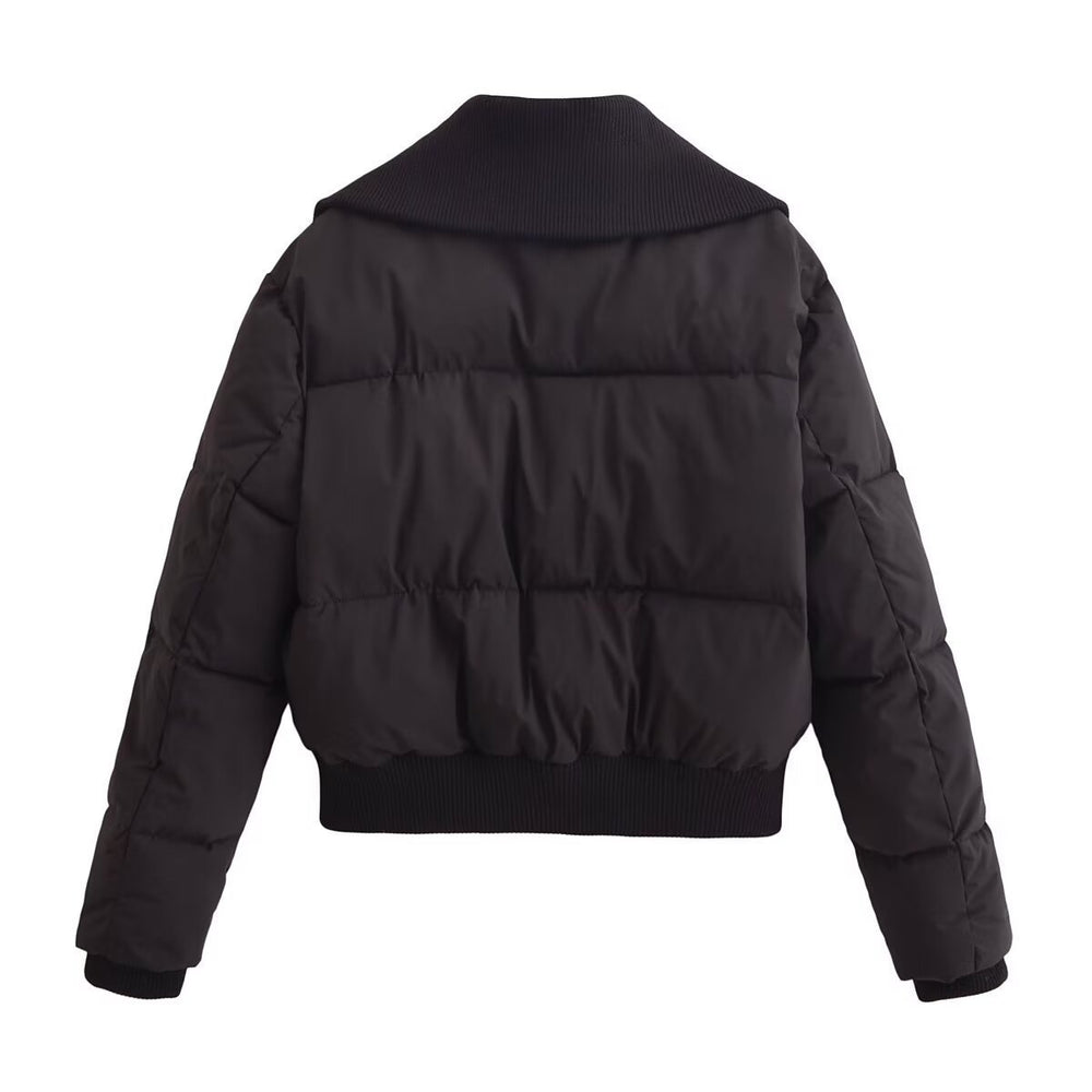 Damen modische Steppjacke mit hohem Kragen und praktischen Reißverschlusstaschen Heidi-Mode