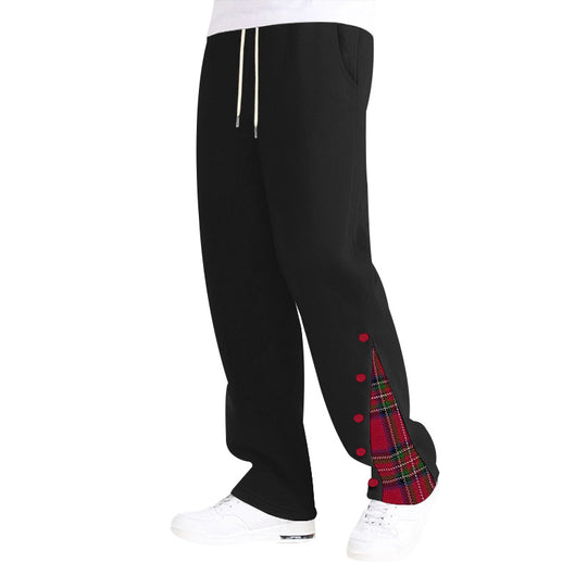 Herren bequeme Freizeithose mit seitlichen Knopfdetails und Karomuster Heidi-Mode
