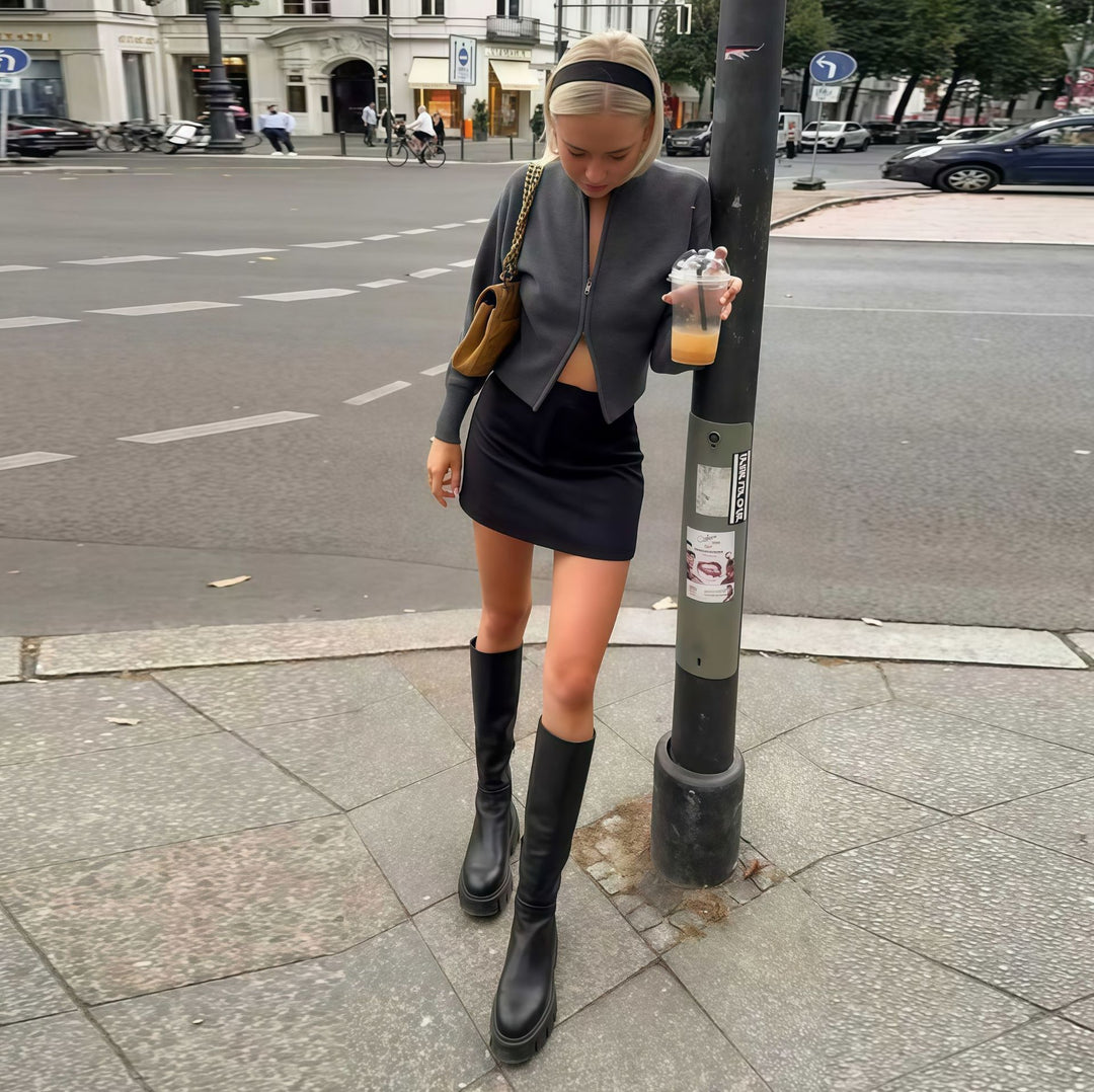 Damen Elegante Strickjacke mit Kängurutasche und zeitgemäßem Schnitt Heidi-Mode