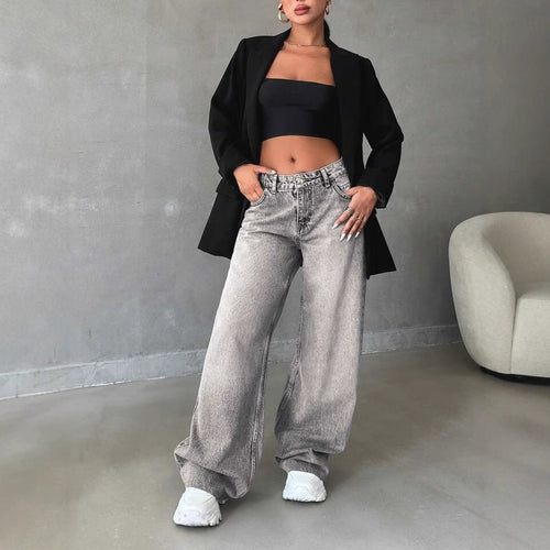 Damen Weite High-Waist Jeans mit elegantem Design und lässigem Schnitt Heidi-Mode