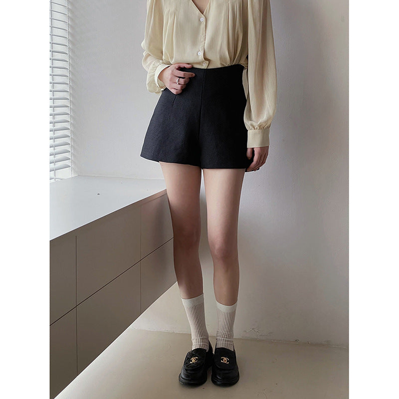 Damen hochwertige High-Waist Shorts mit elegantem Gummizug und Taschen Heidi-Mode