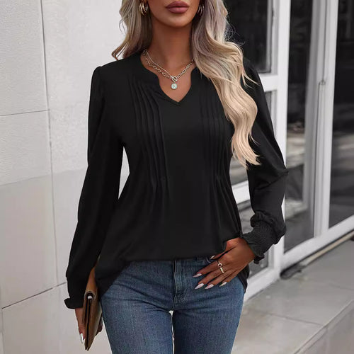 Damen Langarmshirt mit eleganter Rüsche Heidi-Mode