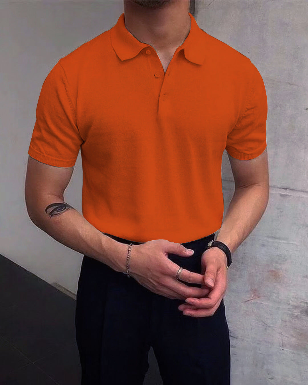 Herren Polo-Shirt aus atmungsaktiver Baumwolle mit elegantem Kragen Heidi-Mode