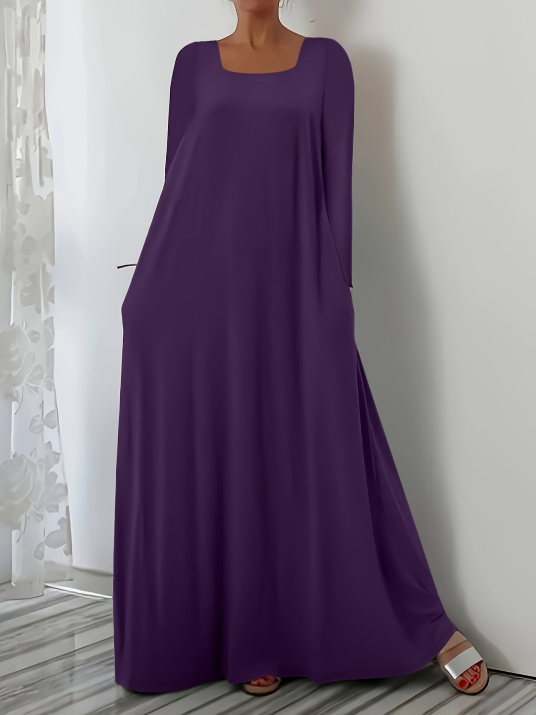 Damen Weit geschnittenes Maxikleid mit praktischen Taschen Heidi-Mode