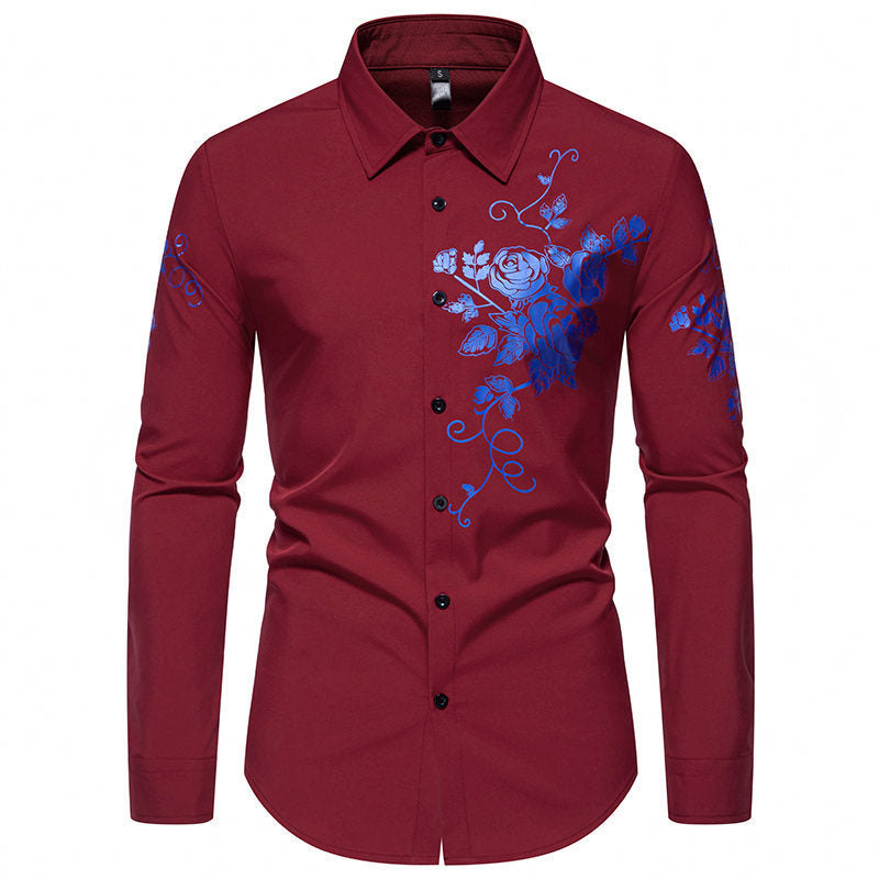 Herren Langarmhemd mit floralen Stickereien Heidi-Mode