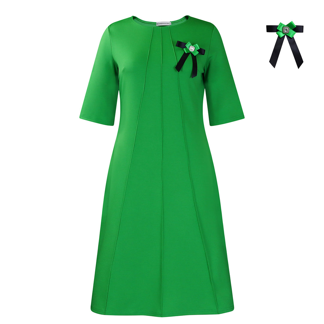 Damen Abendkleid mit elegantem Rüschendetail und stilvollem Broschendekor Heidi-Mode