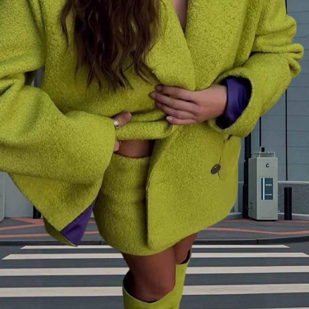 Damen Trendiger Überwurf-Blazer aus Wollmischung mit Herz-Detail Heidi-Mode