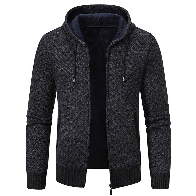 Herren stylische Jacke mit modernem Wabenmuster und Kapuze Heidi-Mode