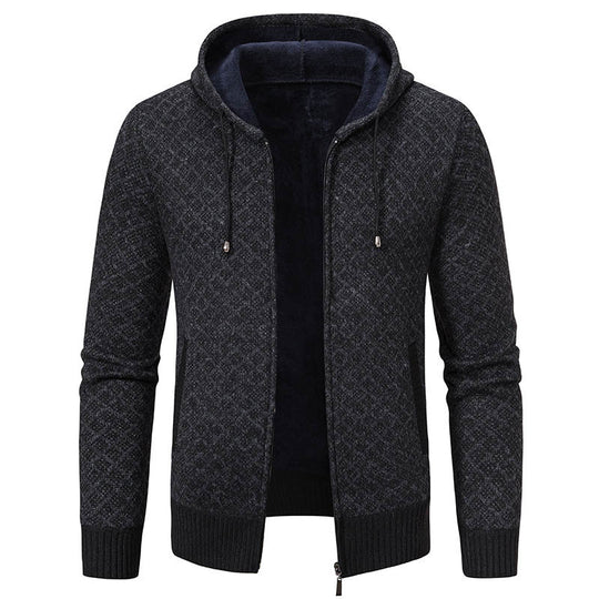 Herren stylische Jacke mit modernem Wabenmuster und Kapuze Heidi-Mode