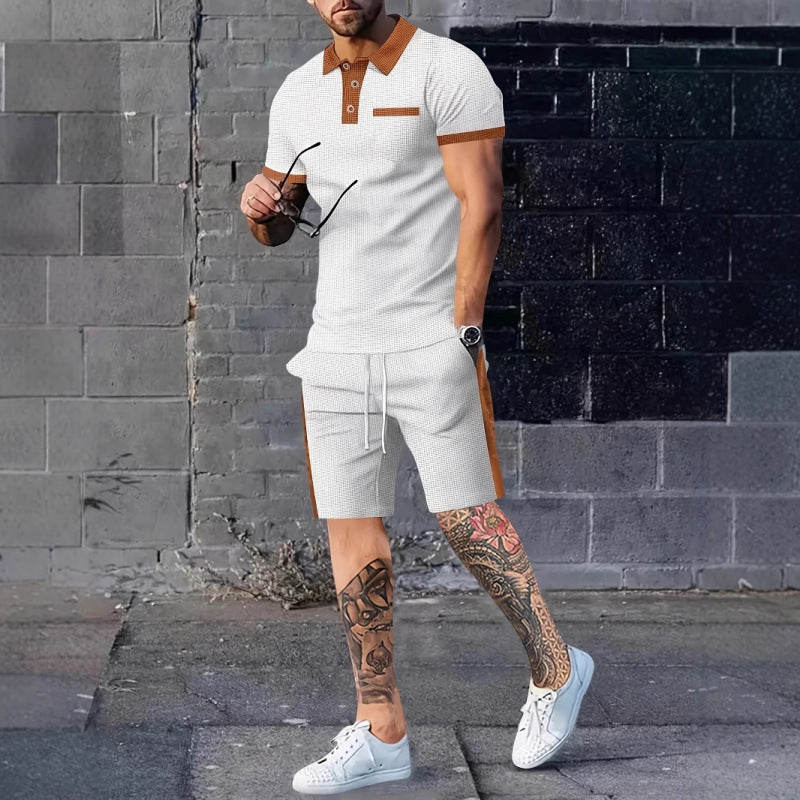 Herren Poloshirt und Shorts Set mit stylischem Kontrastdesign Heidi-Mode