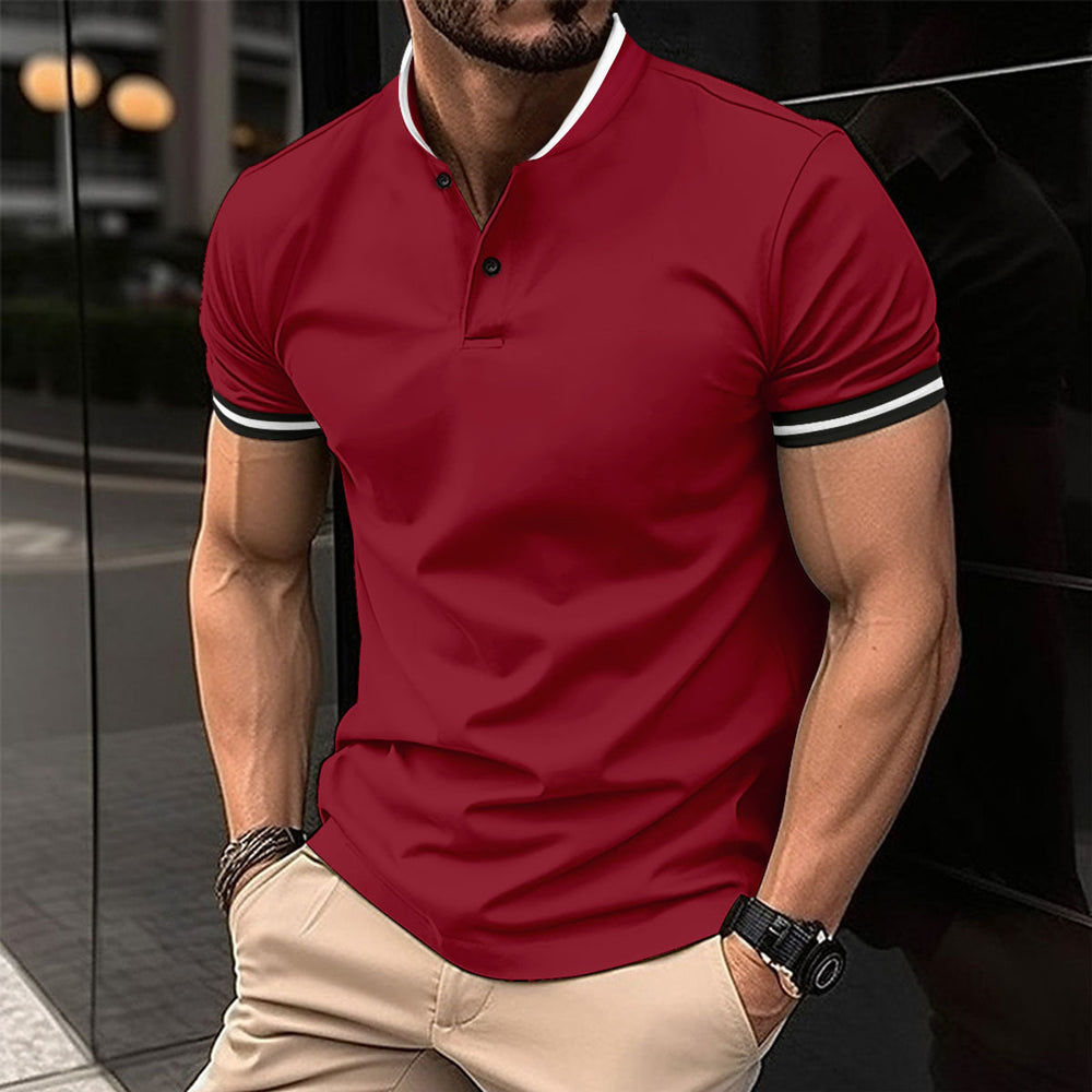 Herren Kurzarm Poloshirt mit modernem Stehkragen und sportlichen Akzenten Heidi-Mode