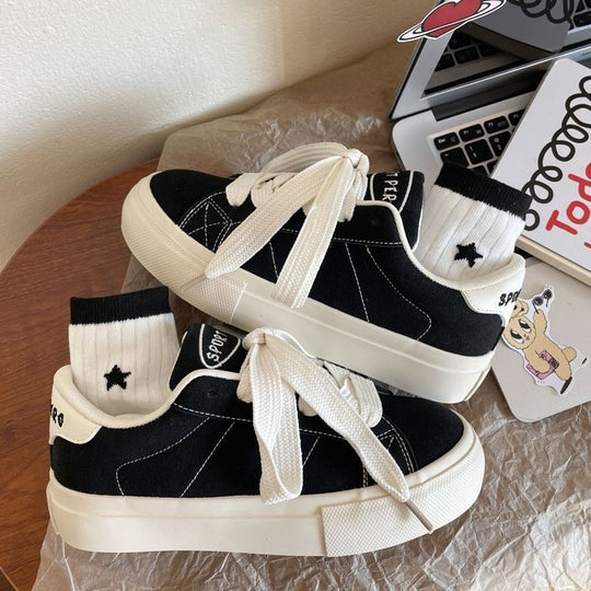 Damen sportive Sneakers mit dicker Sohle und atmungsaktiver Obermaterialkombination Heidi-Mode