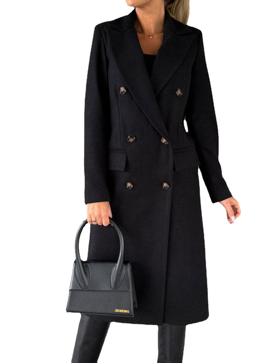 Damen Wintermantel im eleganten Schnitt mit doppelter Knopfreihe und tiefen Taschen Heidi-Mode