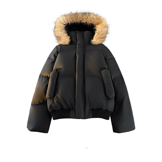 Damen modische Steppjacke mit kuscheligem Kunstfellbesatz und praktischen Taschen Heidi-Mode