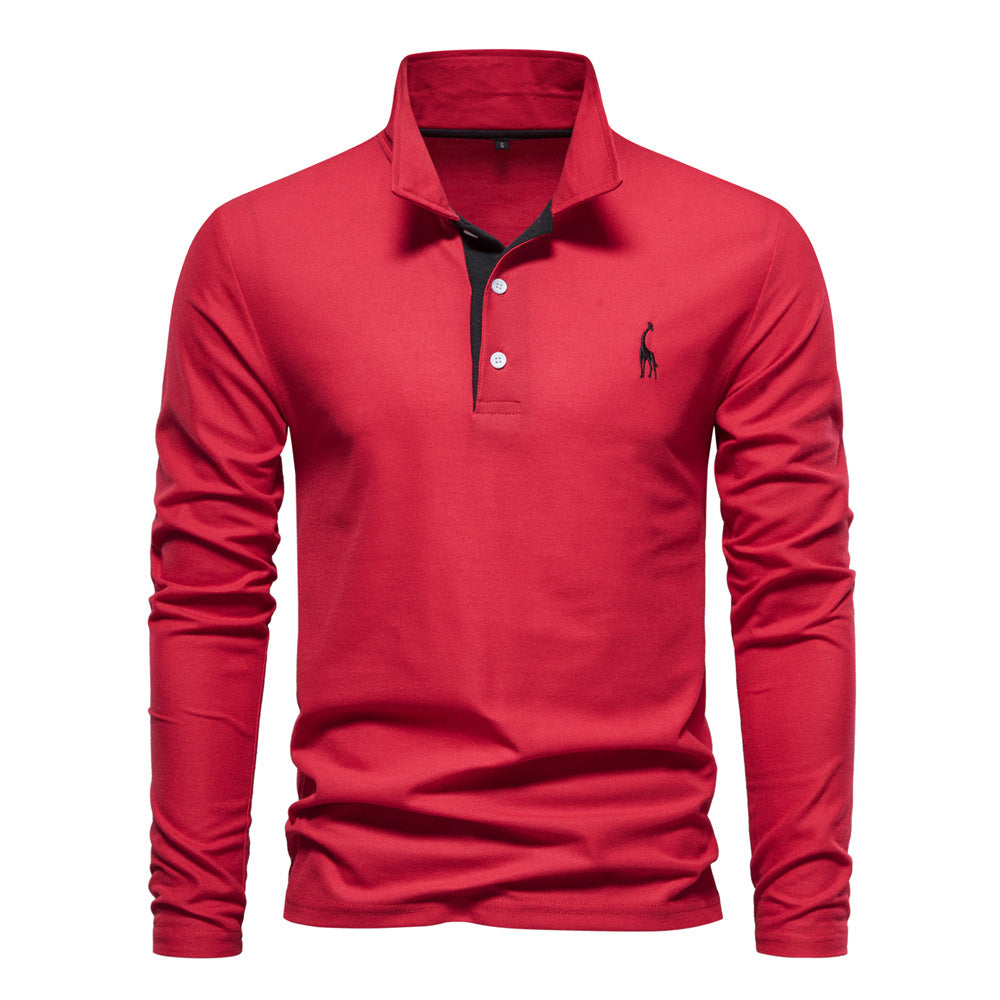 Herren Langarm Poloshirt mit modernem Kragen und atmungsaktiver Baumwollqualität Heidi-Mode