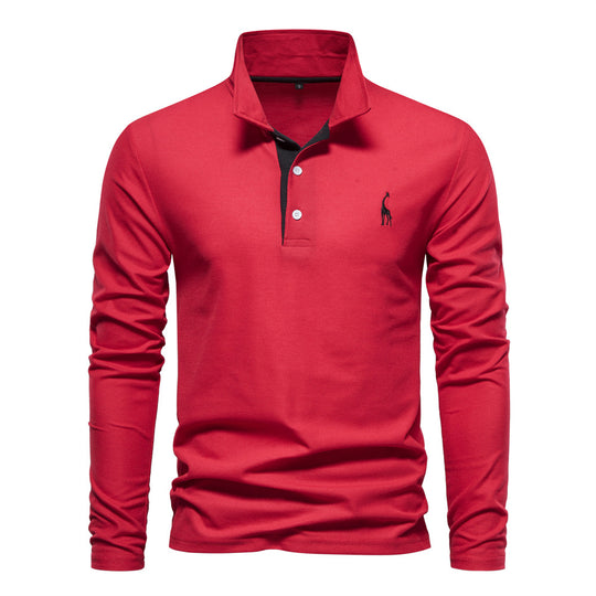 Herren Langarm Poloshirt mit modernem Kragen und atmungsaktiver Baumwollqualität Heidi-Mode