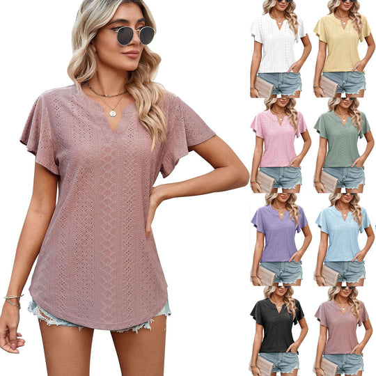 Damen Luftiges Blusenshirt mit effektvollem Lochmuster Heidi-Mode