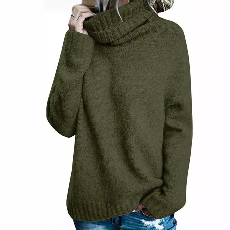 Damen legerer Rollkragenpullover mit praktischem Schnitt Heidi-Mode