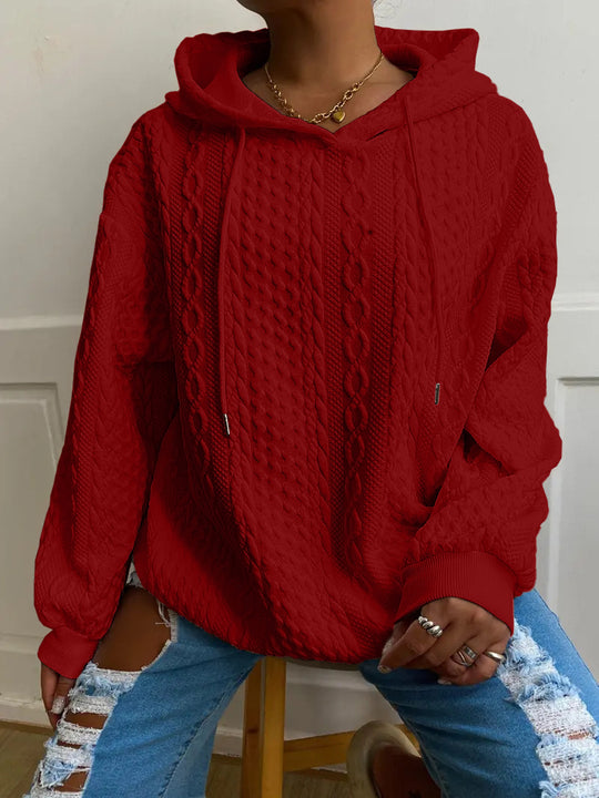 Damen Kapuzenpullover mit strukturiertem Strickmuster Heidi-Mode