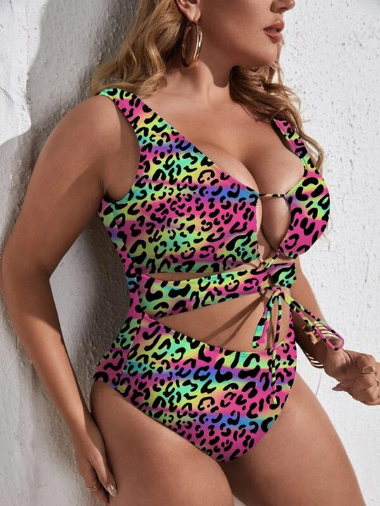 Heidi Mode | Großer einteiliger Bikini mit Leopardenmuster