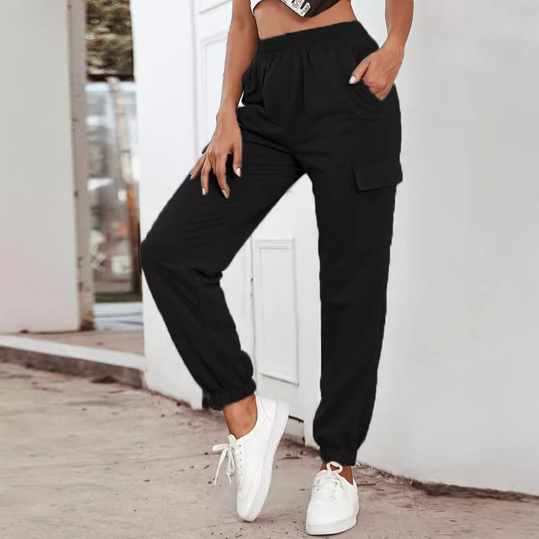 Damen Cargo-Hose mit elastischem Bund und praktischen Taschen Heidi-Mode