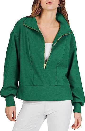 Damen Sweatshirt mit halbem Reißverschluss und weichem Material Heidi-Mode