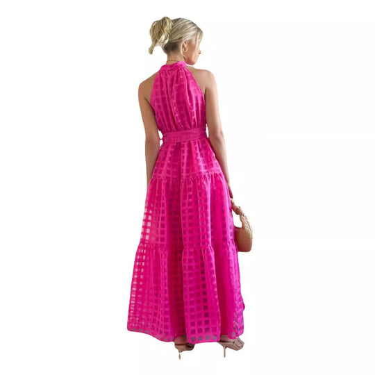 Damen Maxikleid mit raffiniertem Hochkragen und gestuftem Design Heidi-Mode