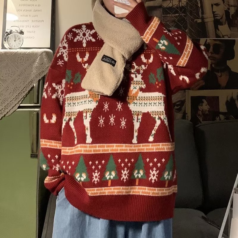 Damen festlicher Winterpullover mit Weihnachtsmotiven Heidi-Mode