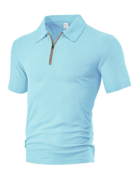 Herren Polo-Shirt mit elegantem Reißverschluss und strukturiertem Design Heidi-Mode