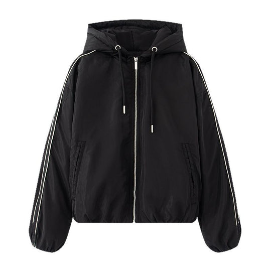 Damen sportliche Übergangsjacke mit Kapuze und seitlichen Reißverschlüssen Heidi-Mode