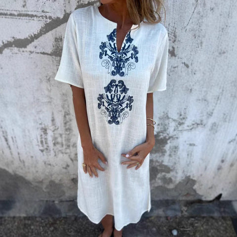 Damen Sommerliches Kleid mit aufwendiger Stickerei Heidi-Mode