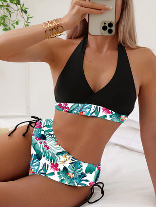 Damen Hochgeschnittenes Bikini-Set mit raffinierten Schnürdetails Heidi-Mode