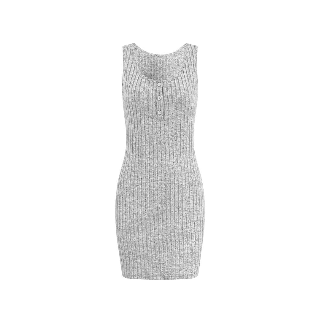 Damen Strickkleid mit Knopfdetails und schickem Midi-Schnitt Heidi-Mode