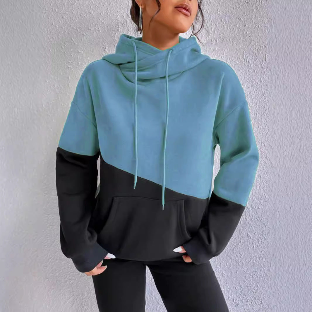 Damen lässiger Kapuzenpullover mit Farbblock-Design Heidi-Mode