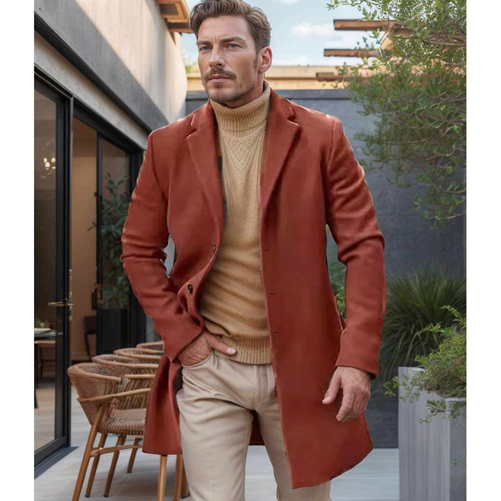 Herren eleganter Langschaftmantel im minimalistischen Design Heidi-Mode