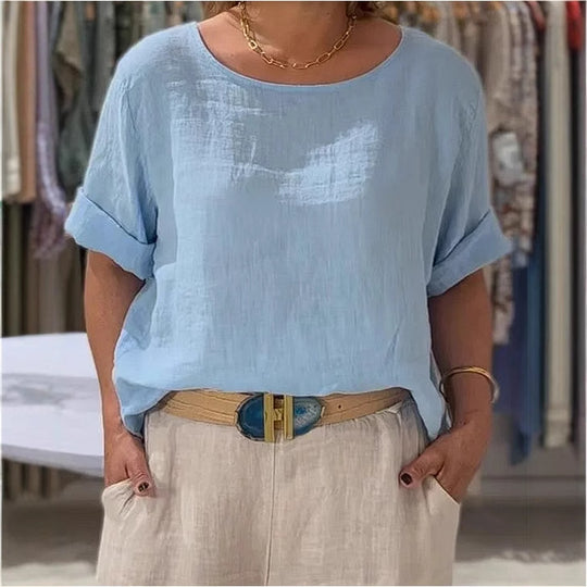 Damen lässige Leinenbluse Heidi-Mode