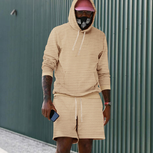 Herren lässiger Kapuzenpullover und Shorts Set aus atmungsaktivem Material Heidi-Mode