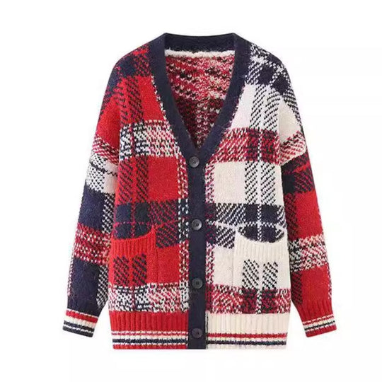 Damen gestreifter Strickcardigan Heidi-Mode