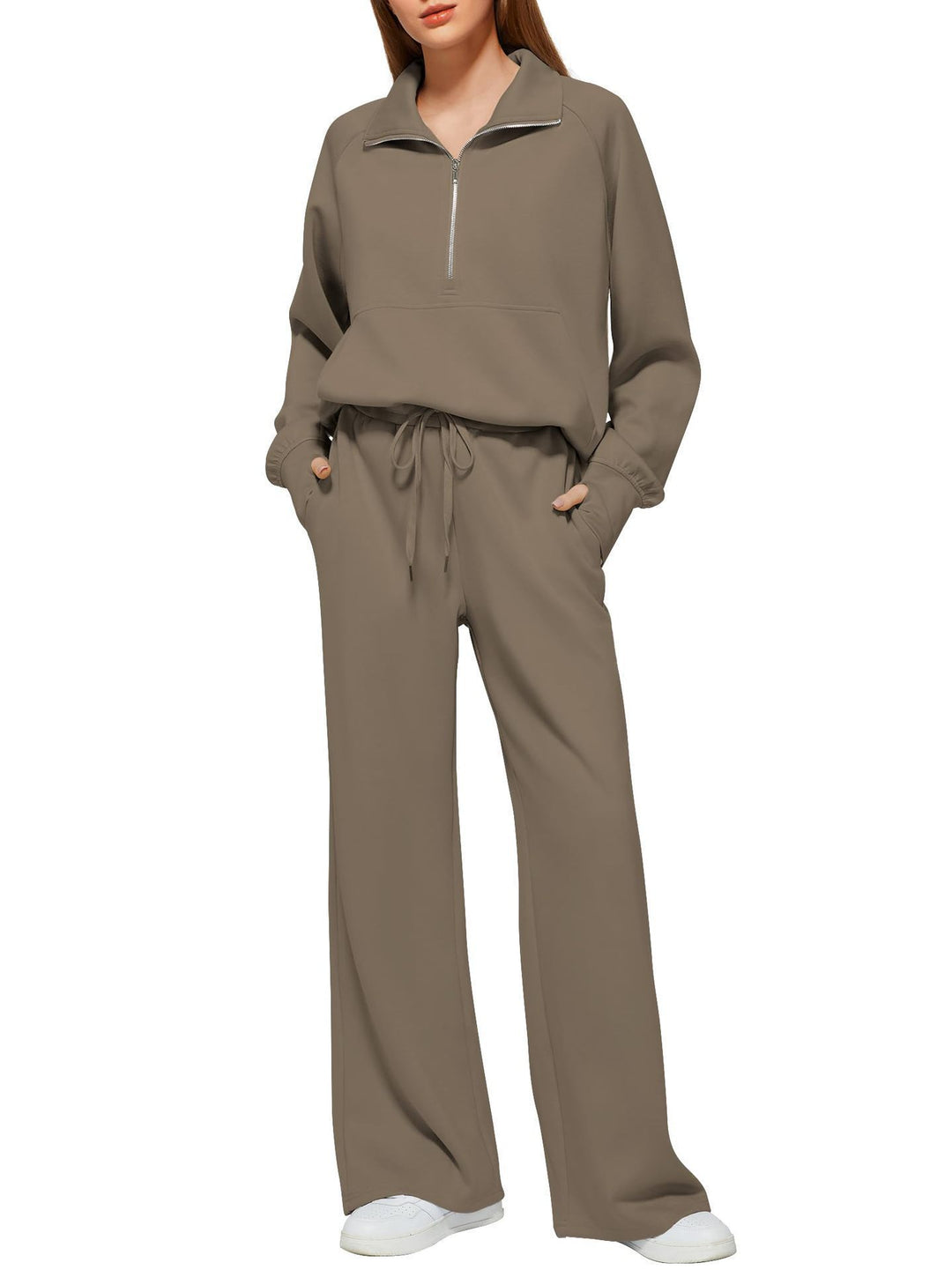 Damen bequemer Sportanzug mit Reißverschluss und weitem Schnitt Heidi-Mode