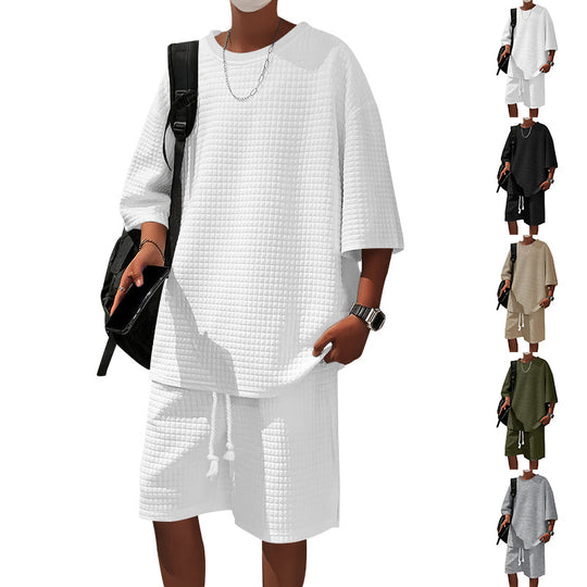 Herren Freizeitsport Set aus locker sitzendem Oberteil mit atmungsaktiven Shorts Heidi-Mode