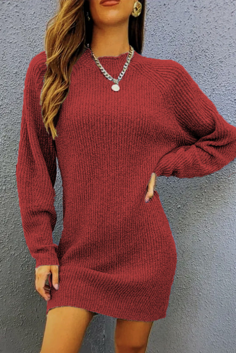 Damen Oversized Strickkleid mit weitem Rundhalsausschnitt und lässigem Schnitt Heidi-Mode