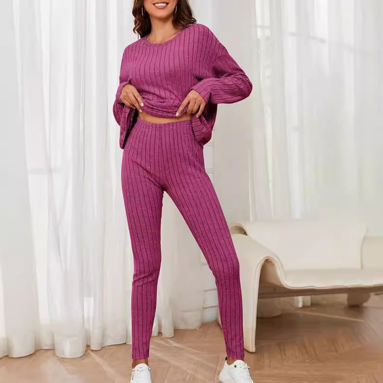Damen Loungewear-Set mit geripptem Design und weitem Schnitt Heidi-Mode