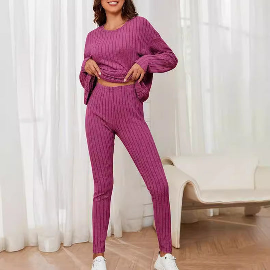 Damen Loungewear-Set mit geripptem Design und weitem Schnitt Heidi-Mode