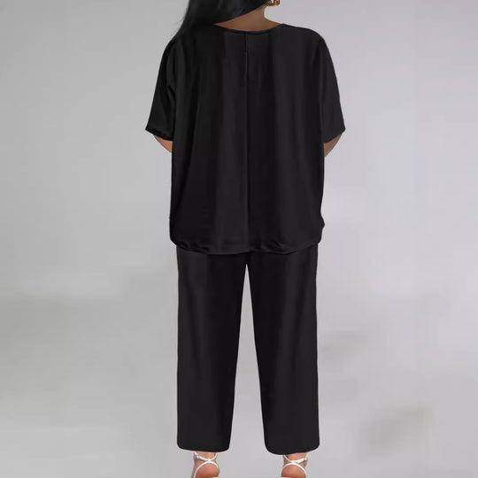 Damen Jumpsuit mit lässigem V-Ausschnitt und weitem Bein Heidi-Mode