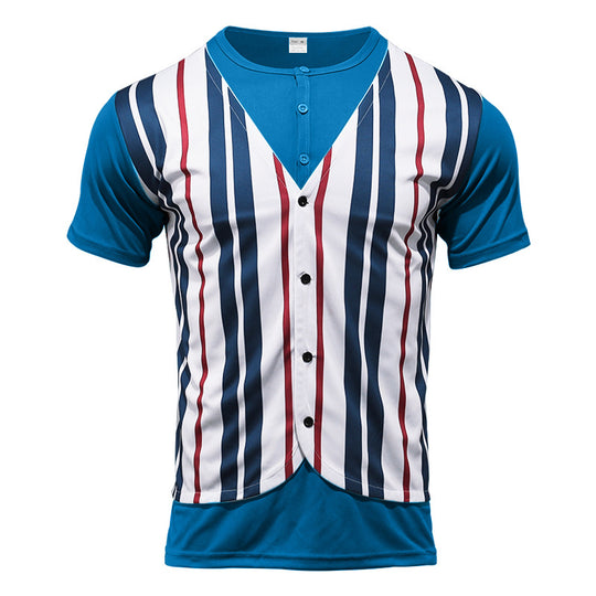 Herren Kurzarm-Henley-Shirt mit gestreiftem Design und modernem Schnitt Heidi-Mode