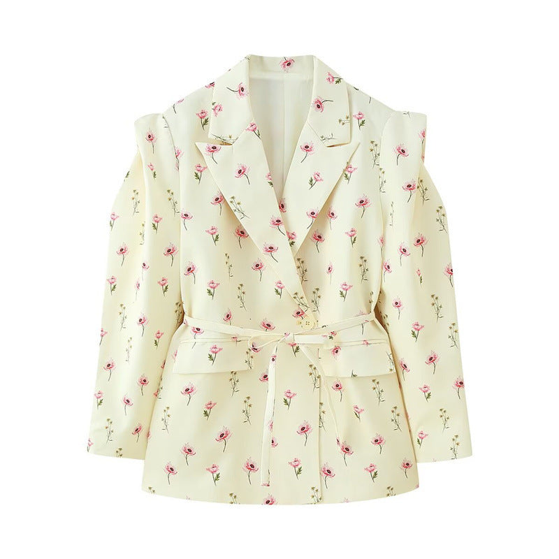 Damen modischer Blazer mit taillierbarem Gürtel und oversized Schnitt Heidi-Mode