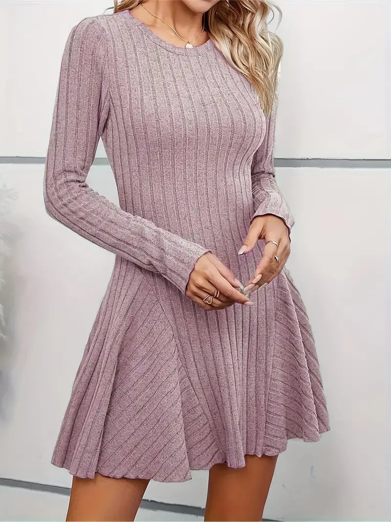Damen Strickkleid mit raffiniertem Rüschendesign und schmeichelndem Schnitt Heidi-Mode